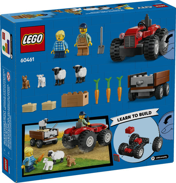 City Red Farm Tractor with Trailer