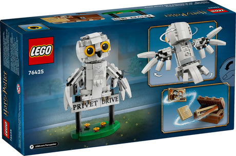 Harry Potter Hedwig at 4 Privet Drive LEGO set featuring posable snowy owl figure and iconic wizarding accessories.