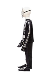 Skeleton Outfit | Size 5-6 featuring glow-in-the-dark skeleton shirt, pants, gloves, shoe covers, and matching mask.