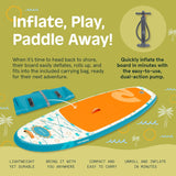 Weekender Nano Kids' Inflatable Paddle Board in Surfer Blue with pump and carrying bag ready for easy inflation and transport.