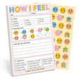 How I Feel playtime pad with feelings chart and stickers to help kids express emotions and calm down.