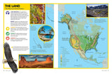 National Geographic Kids Beginners US Atlas showing colorful physical map and photos of US landscapes and wildlife for kids.