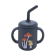 Fresh & Messy Sippy Cup | Mostly Mushrooms with chipmunk and mushrooms design, silicone handles, removable lid, and straw.