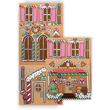 Kawaii Christmas Sticker Advent Calendar shaped like a gingerbread house with colorful festive sticker sheets inside.