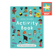 Cover of "Around the World Activity Book: Explore the World with Puzzles, Crafts, Quizzes, Imagination Starters, & More". Features cartoon illustrations of kids and objects around the world.