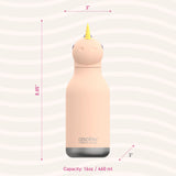 Asobu Water Bottle | Unicorn stainless steel kids bottle with unicorn lid, 16oz, spill-proof and easy to hold.