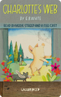 Yoto | Charlotte's Web audiobook cover with Wilbur the pig and a spider's web in an illustrated barn scene.