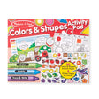 Colors & Shapes Activity Pad featuring coloring, matching, tracing, and sticker fun to learn colors and shapes for kids.