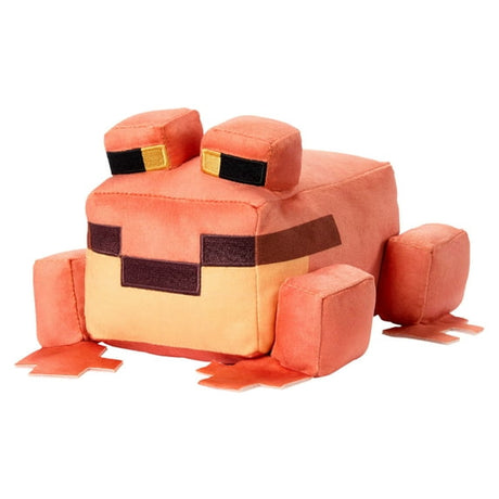 Soft plush Minecraft character in orange and beige with embroidered block details perfect for play and display