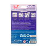 Pawsitive Cats Tattoos packaging showing application instructions and safety information for kids temporary cat tattoos.