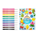 Yummy Yummy Scented Coloring Kit with 10 colorful fruit-scented markers and hidden pattern coloring book for kids.