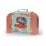 Sam & Julia | Mouse Mansion to Go suitcase with printed wallpaper and floor for assembling a miniature bedroom.
