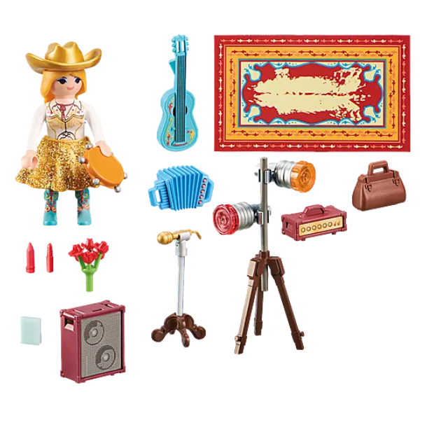 Family Fun | Country Singer set with figure, microphone, guitar, tambourine, accordion, spotlight, amplifier, and accessories.