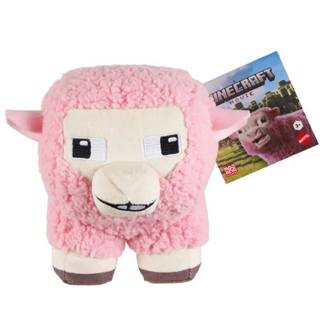 Minecraft Character plush toy in pink sheep design, 8-inch embroidered collectible from popular video game.