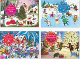 eeBoo Advent Calendar featuring festive scenes with critters and holiday cheer on 11"x15" paperboard calendar.