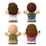 Little People Lost collectible figures showing backs of Kate Austen, Jack Shephard, John Locke, and Hurley.