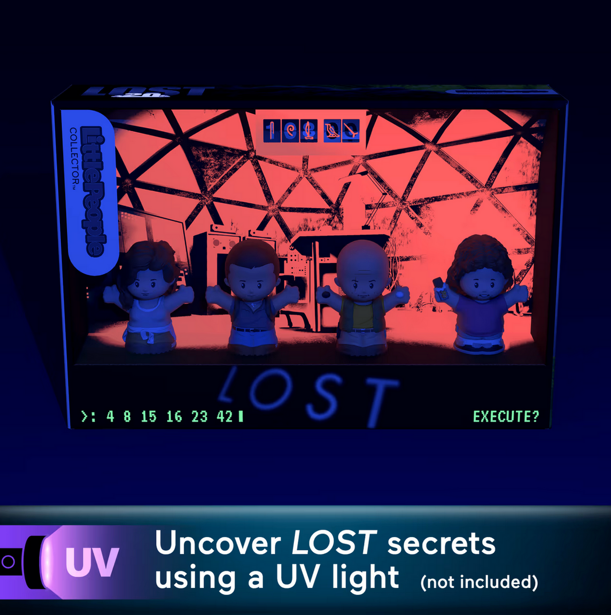Little People Lost special edition set with four Lost characters in display-worthy packaging with UV light secrets.