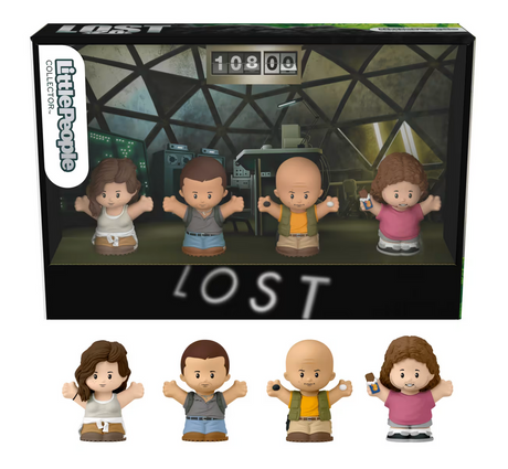 Little People Lost collectible set with Kate Austen, Jack Shephard, John Locke, and Hugo Reyes figures in display packaging.