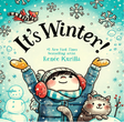 It's Winter! book cover showing a child in winter clothes with a cat, snowflakes, and a bird in a festive snowy scene.