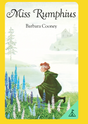 Yoto | Miss Rumphius book cover with woman planting lupines near water and distant house in soft illustration style.