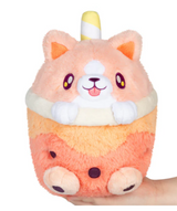 Corgi Bubble Tea Mini plush toy in soft pastel colors shaped like a playful corgi inside a boba cup.