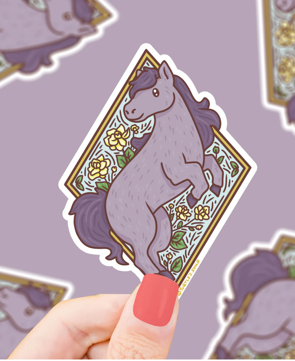 Grey Floral Horse Sticker