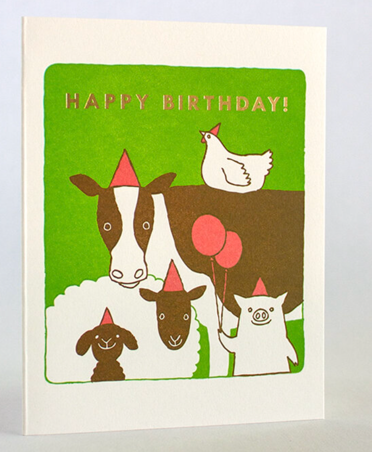 Farm Animals Birthday Card