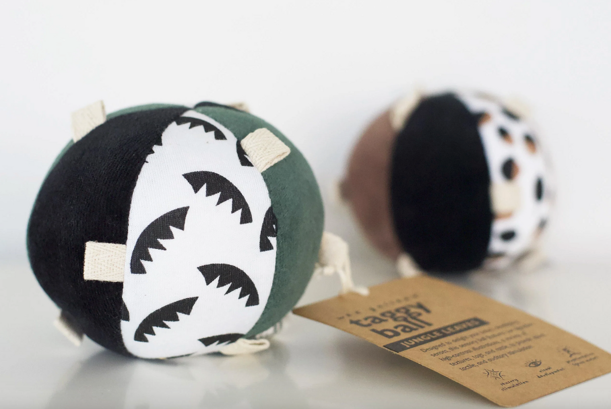 Organic Taggy Ball with Rattle | Jungle Leaves