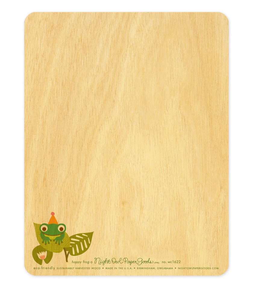 Hoppy Frog Wood Birthday Card