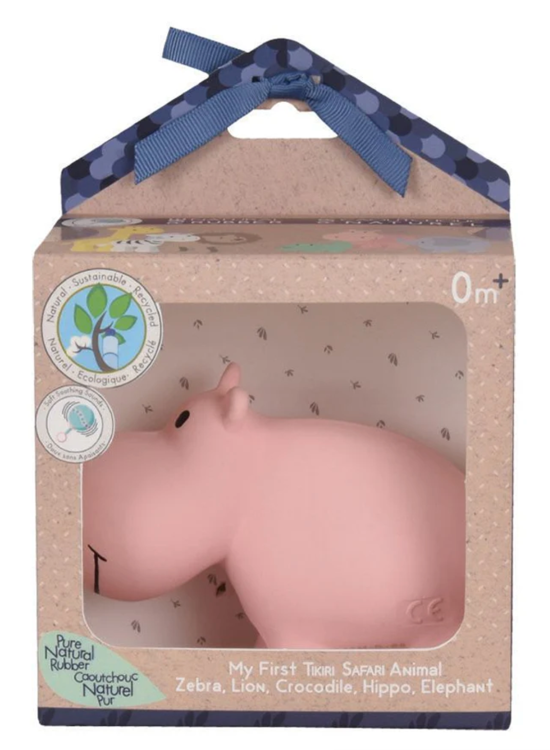 Organic Rubber Teether Rattle | Hippo