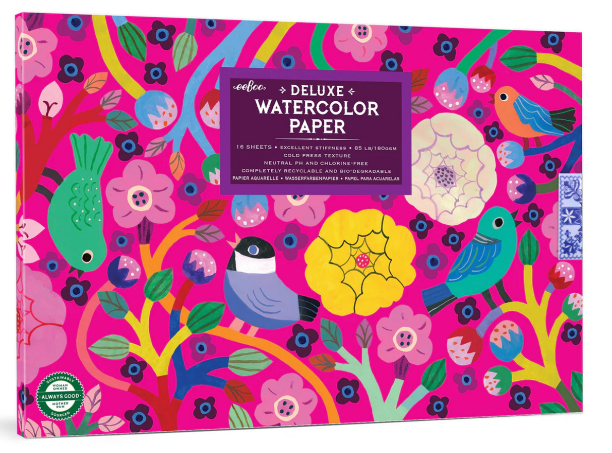 Watercolor Pad | Birds in Fuchsia