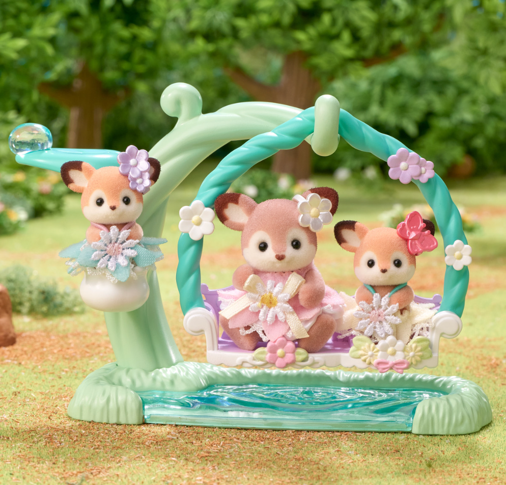 Deer Babies Floral Swing Set