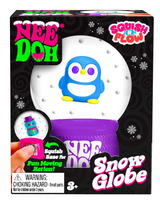 NeeDoh Squish n Flow Snow Globe with penguin figure and squish base for fun moving action, suitable for ages 3 and up.