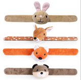 Little Band | Woodland Face plush slap bracelets with bunny, deer, fox, and bear designs for kids aged 3 and up.