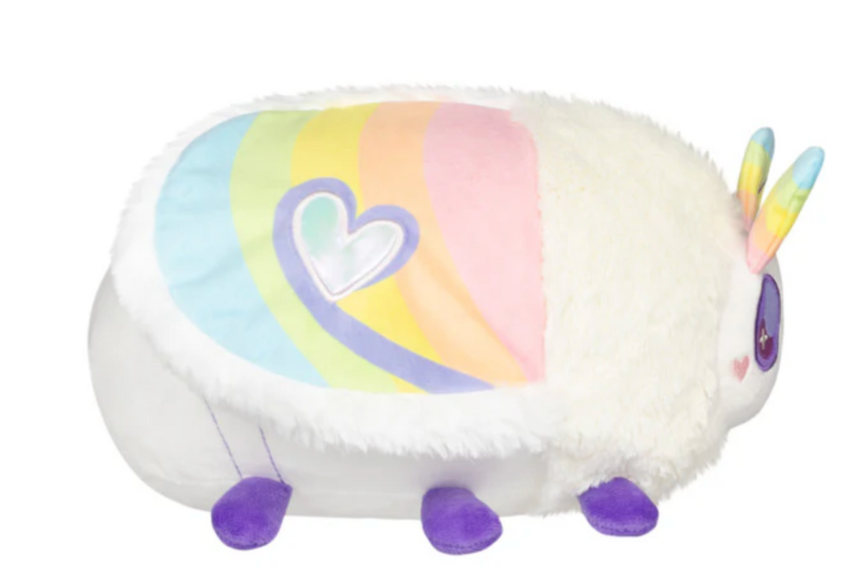Prism Moth Mini plush toy with rainbow wings and soft white body, perfect for imaginative play and colorful fun.
