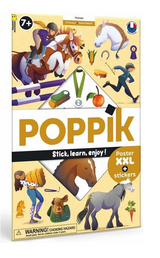 Poppik Discovery Poster Horses with reusable stickers teaching horse anatomy and riding vocabulary for kids 7+ years old.