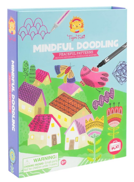 Mindful Doodling | Peaceful Patterns activity set with calming designs and colorful illustrations for kids aged 9 and up.