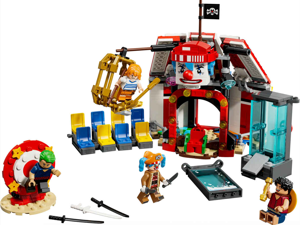 ONE PIECE Buggy the Clown's Circus Tent buildable set with minifigures, circus props, and play area for kids age 8 and up.