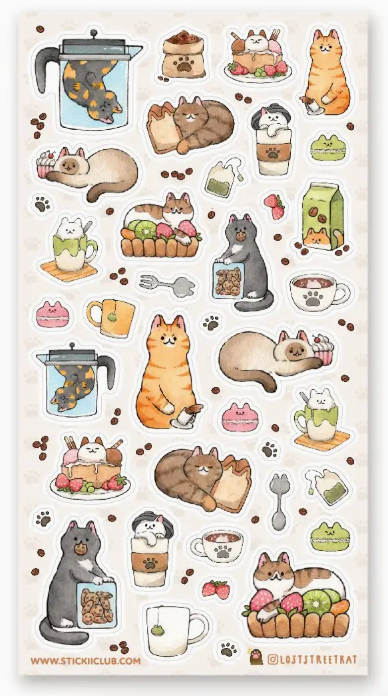 Cat Cafe Treats Stickers