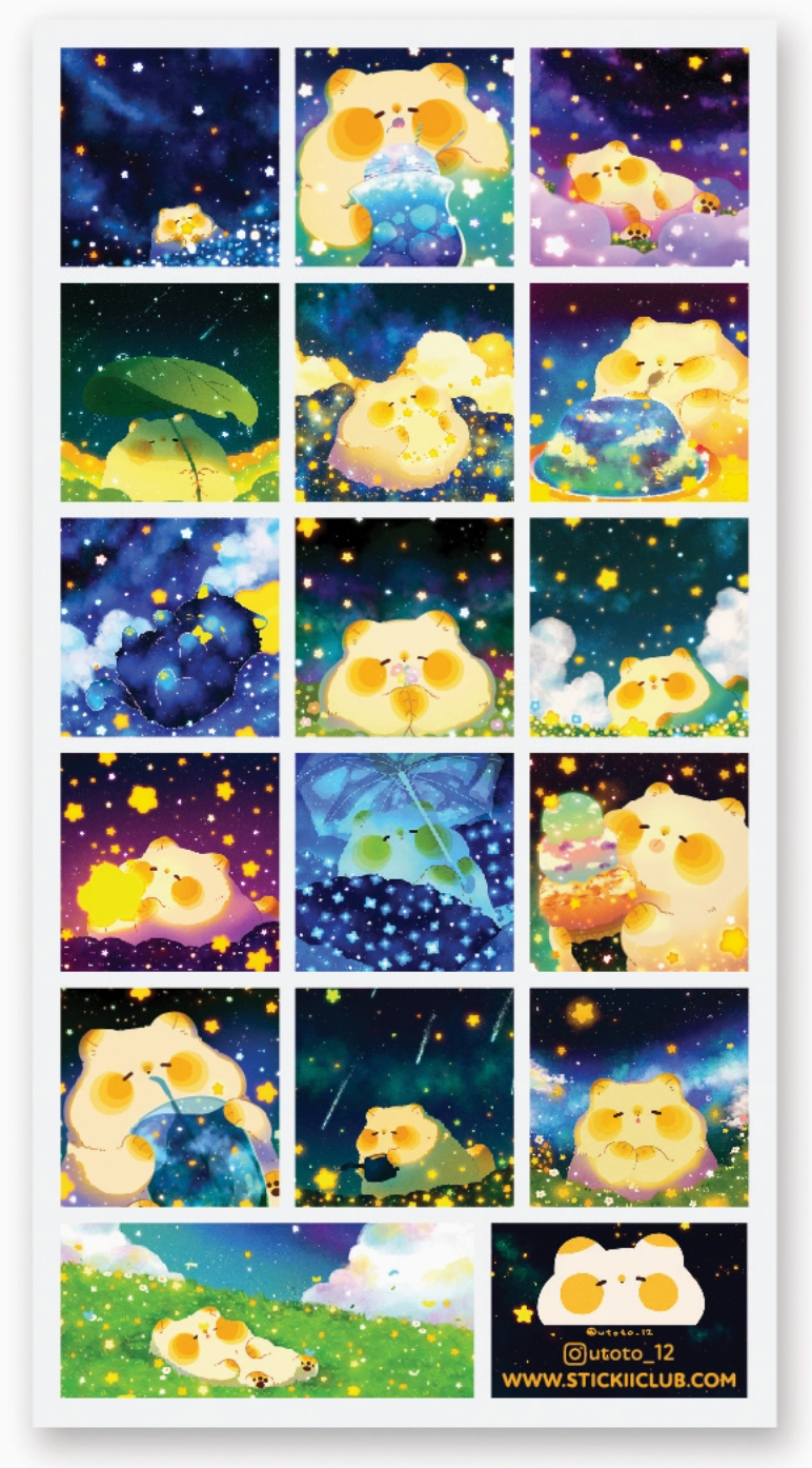 Starry Night Bear Stickers