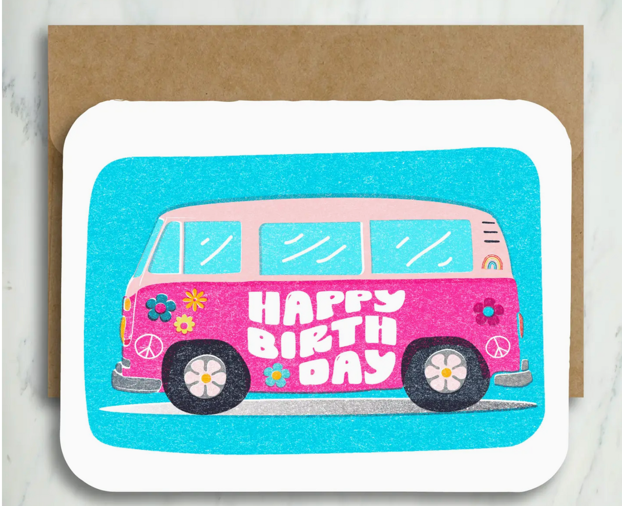 Groovy Happy Birthday Bus Card
