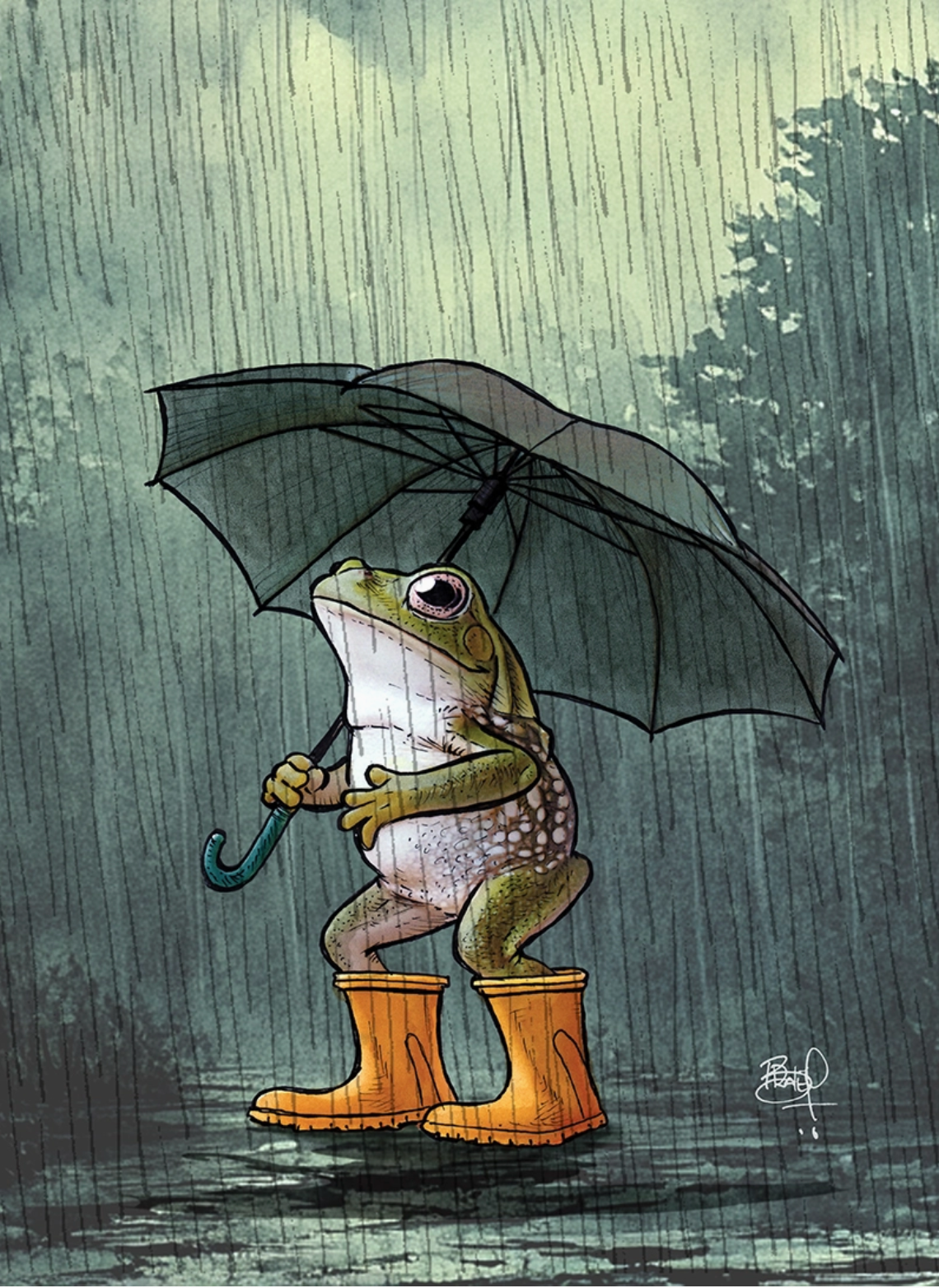 Galoshing Frog Card
