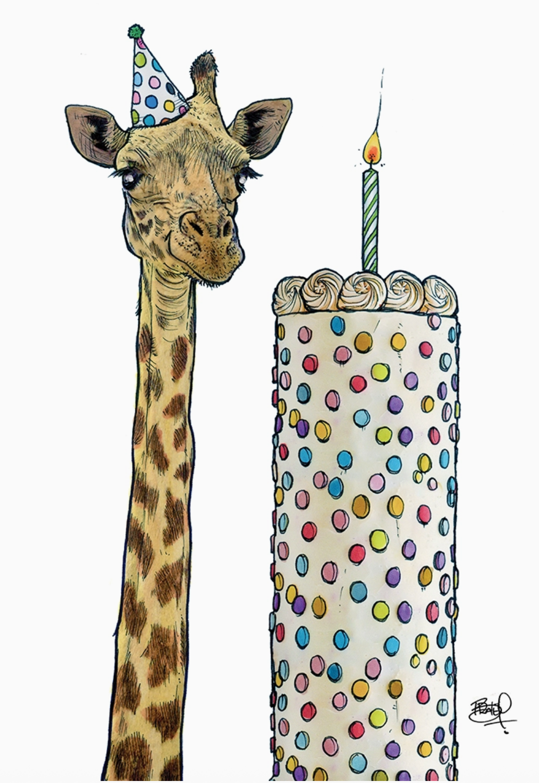 Highrise Birthday Cake Giraffe Card
