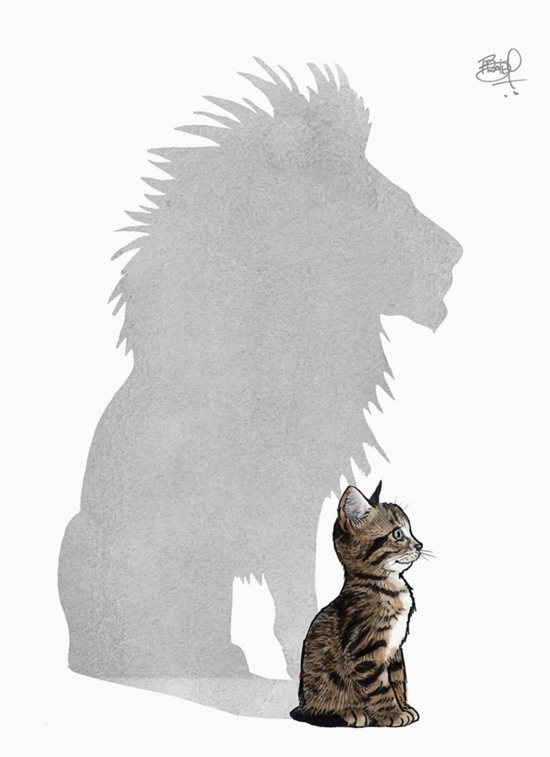 Cat & Lion Shadow Card