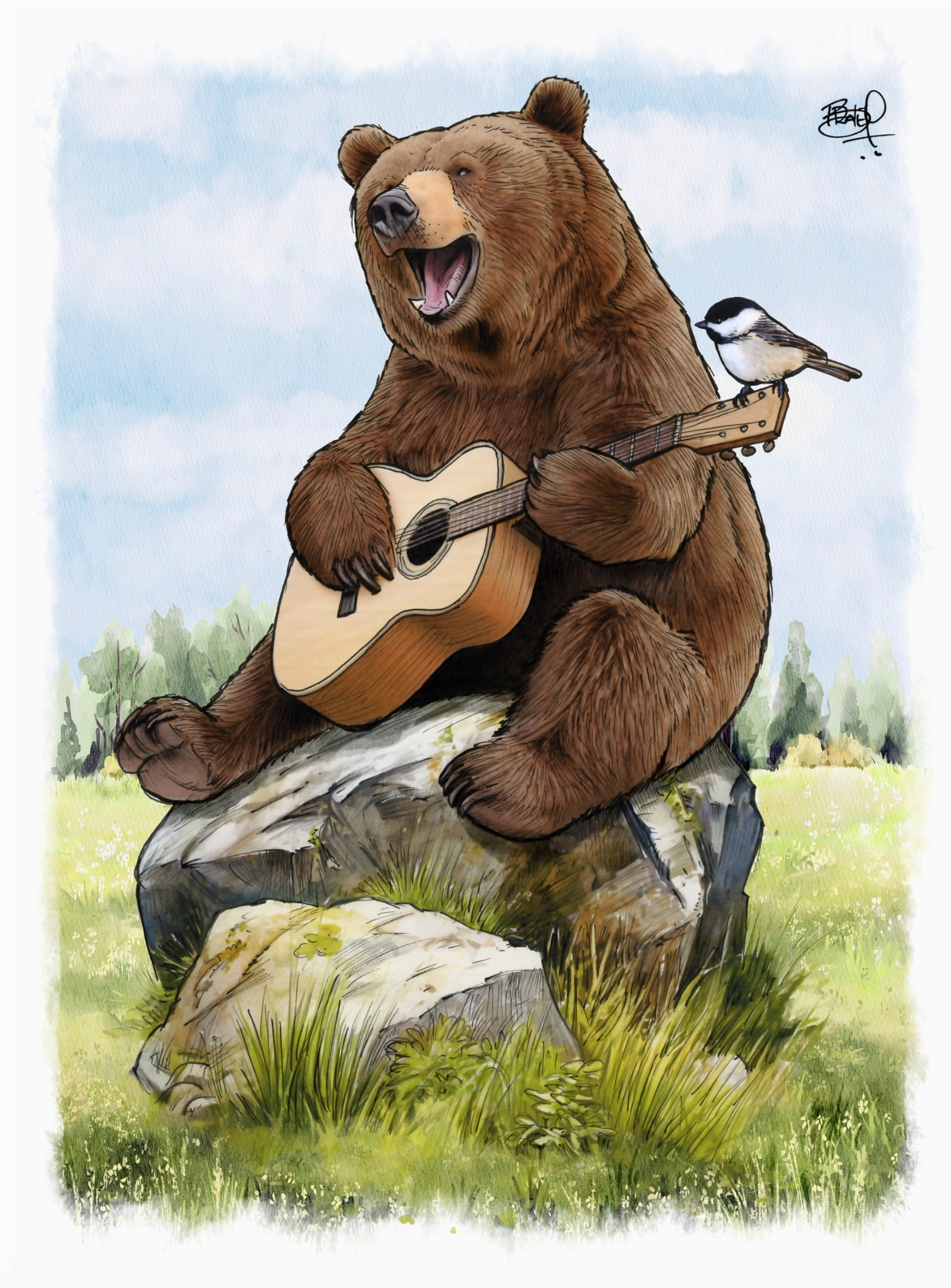 Bear Strumming Card