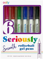 Set of six colorful Seriously Smooth rollerball gel pens with 1.0 mm nibs and washable, non-toxic ink for smooth writing.