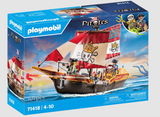 PLAYMOBIL Pirates Pirate Ship toy with rotating cannons, movable sails, and pirate figures for adventurous play