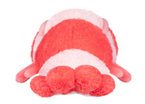 Soft and cuddly Crystal Shrimp Mini plush toy in bright coral and white colors, perfect for all ages.
