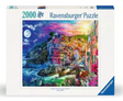 2000-piece colorful puzzle featuring a vibrant Cinque Terre coastal village scene at sunset and night