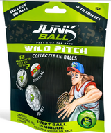 Junk Ball Wild Pitch collectible baseball package featuring mystery ball designs and a free sticker for ages 5 and up.